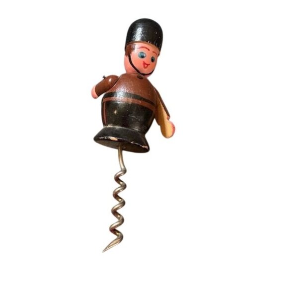 Vintage Wooden Soldier-Themed Corkscrew Opener - Picture 1 of 6